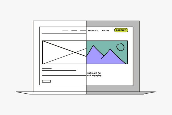 Laptop screen showing difference between having user experience top of mind when creating a website versus not considering the user experience