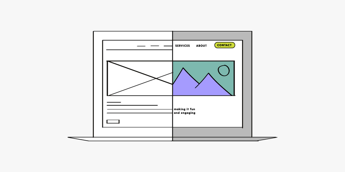 Laptop screen showing difference between having user experience top of mind when creating a website versus not considering the user experience
