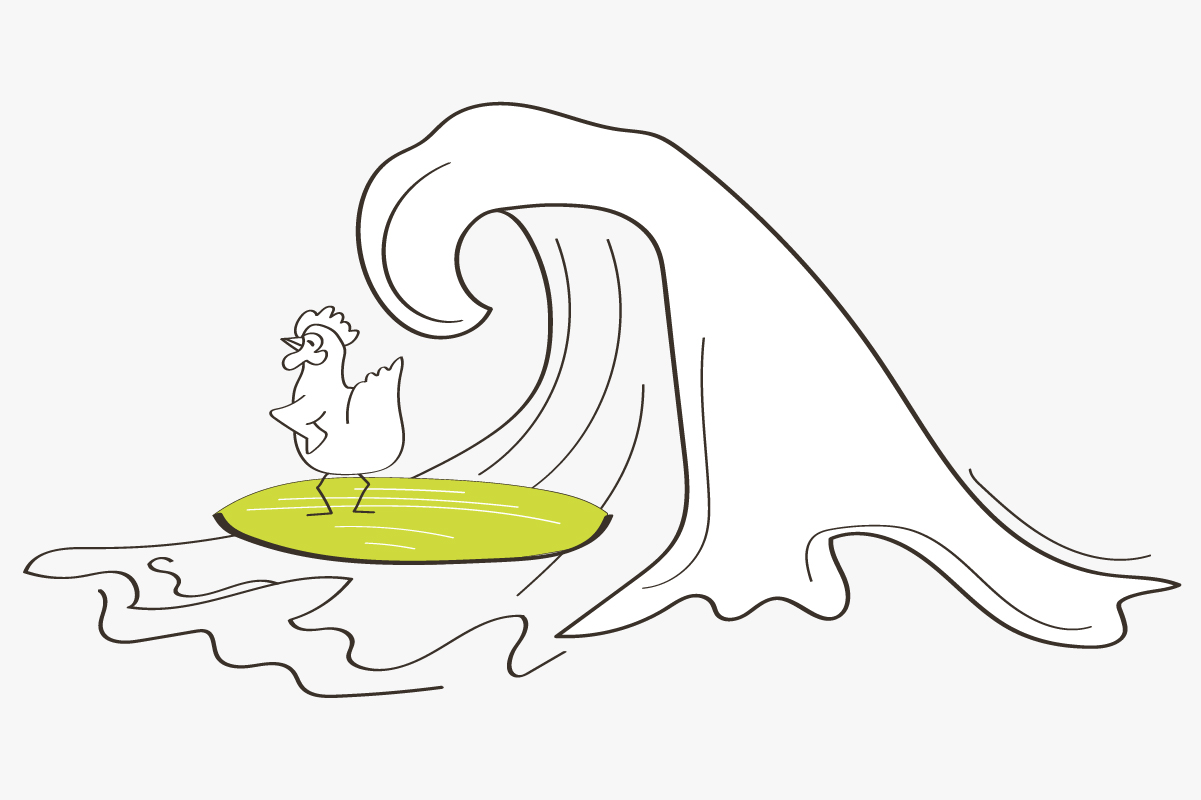 The Outmark Chicken surfs the sales qualified leads pipeline.