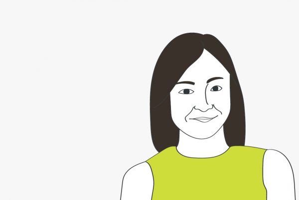 Illustration of a thoughtful professional woman—a Marketing Integrator bringing clarity to complex marketing efforts.