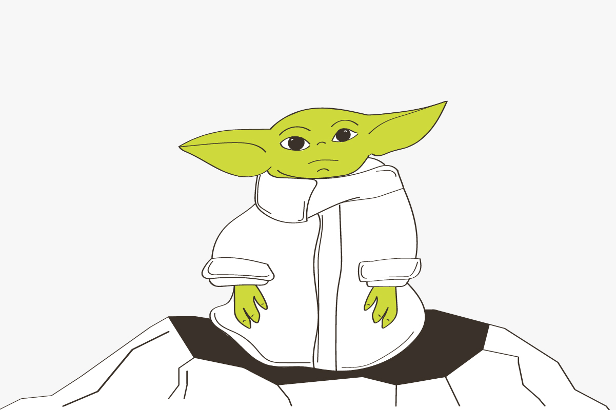 Star Wars character ponders the infinite mysteries of the 404 page.