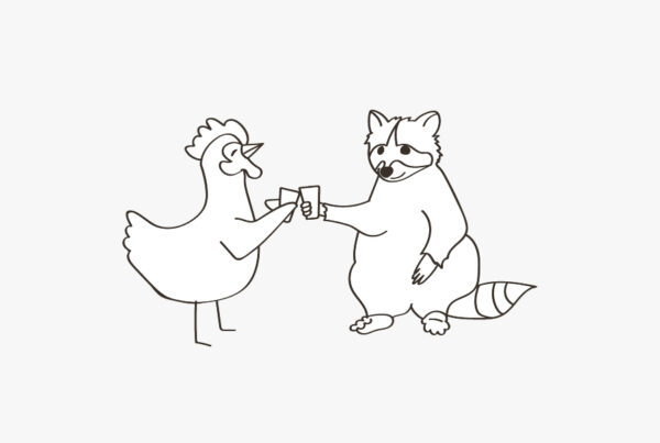 A picture of a chicken and raccoon clinking glasses on a blog about White River Credit Union