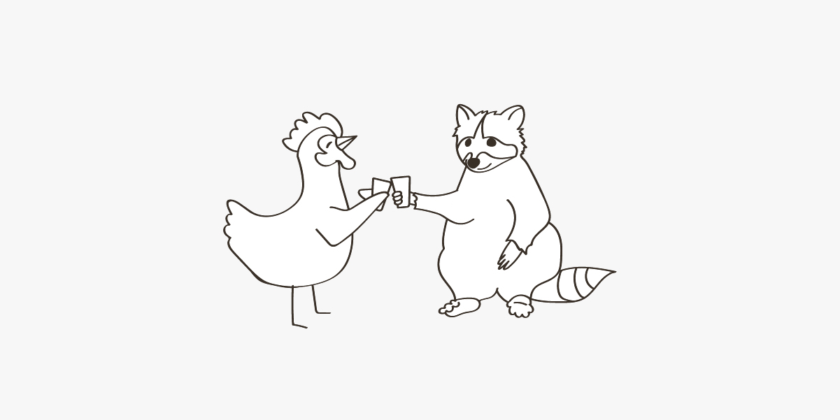A picture of a chicken and raccoon clinking glasses on a blog about White River Credit Union
