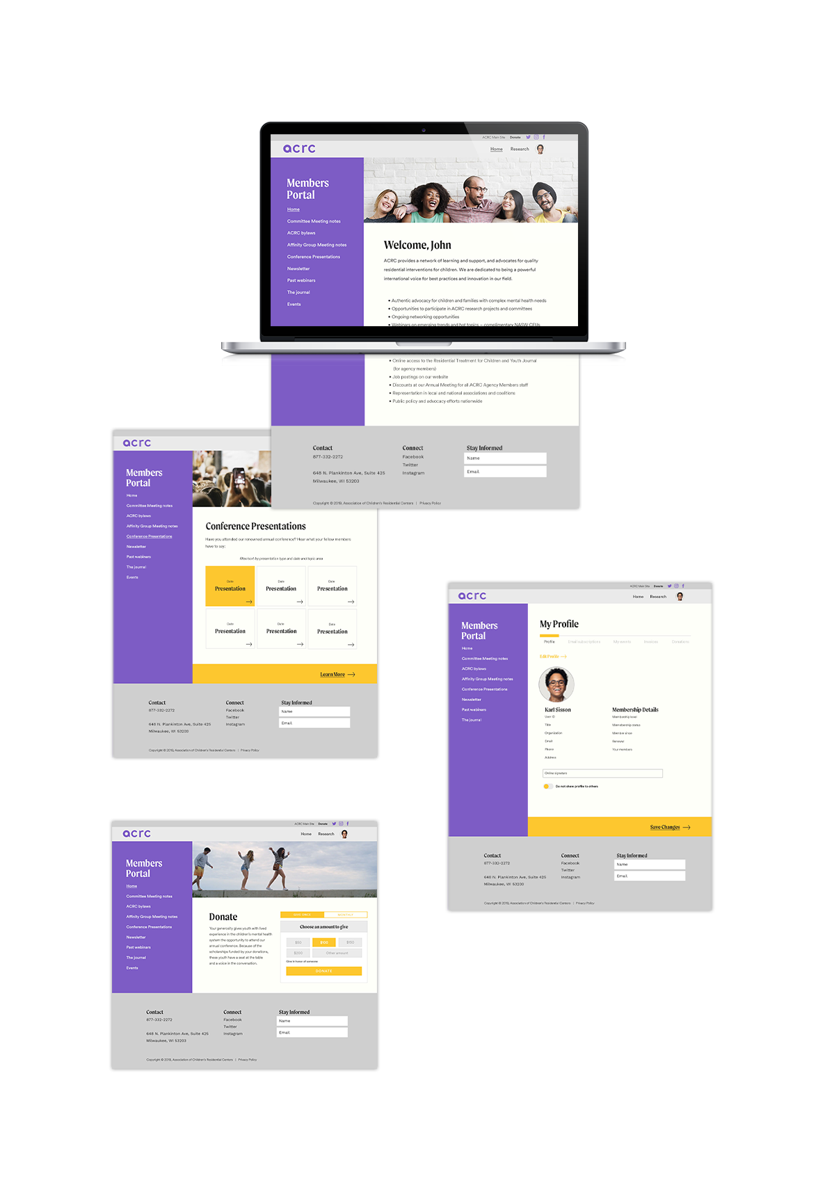 ACRC portfolio page Wild Apricot mockup