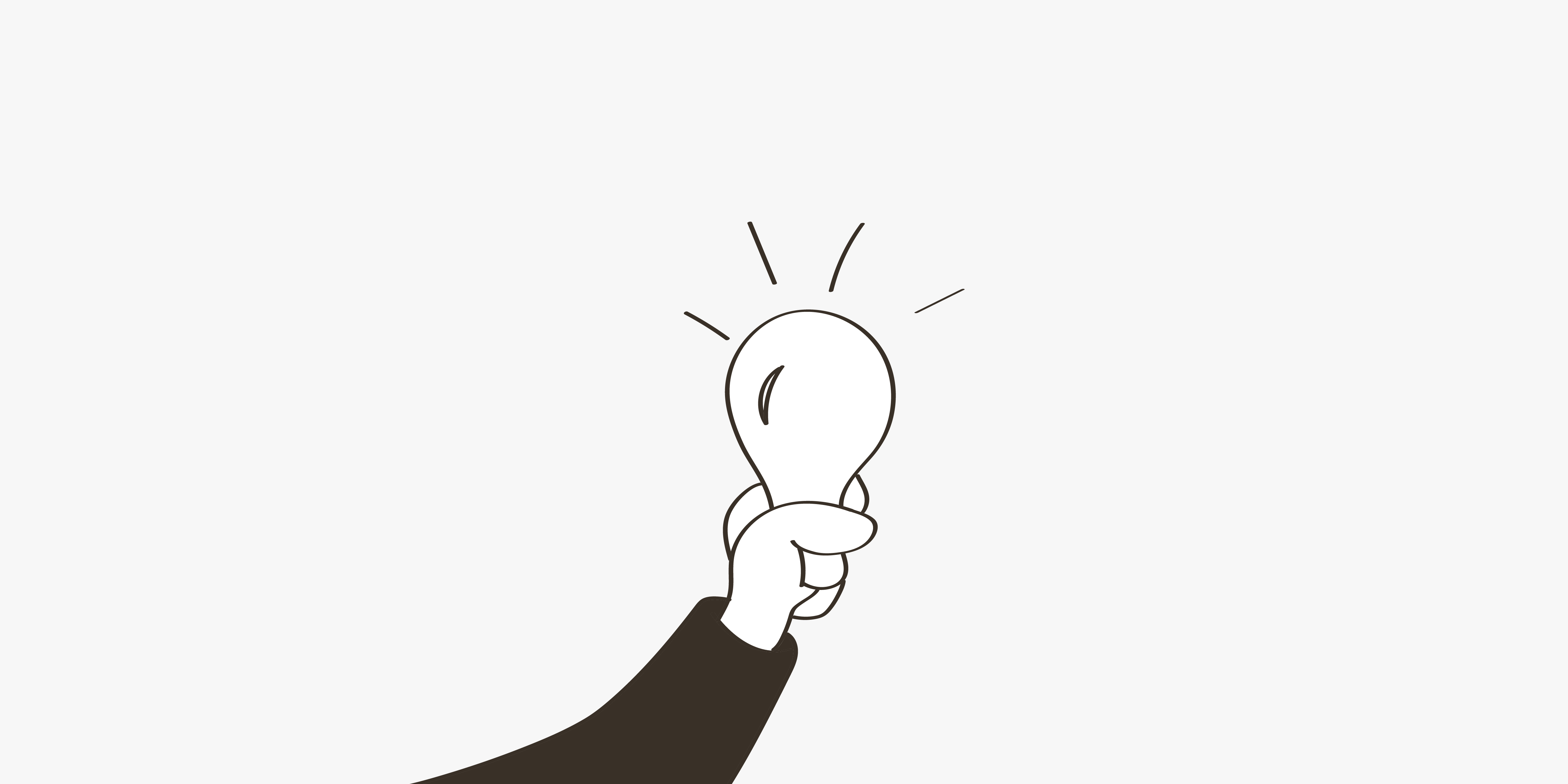 A drawing of a hand holding a light bulb on a blog about 2024 marketing planning