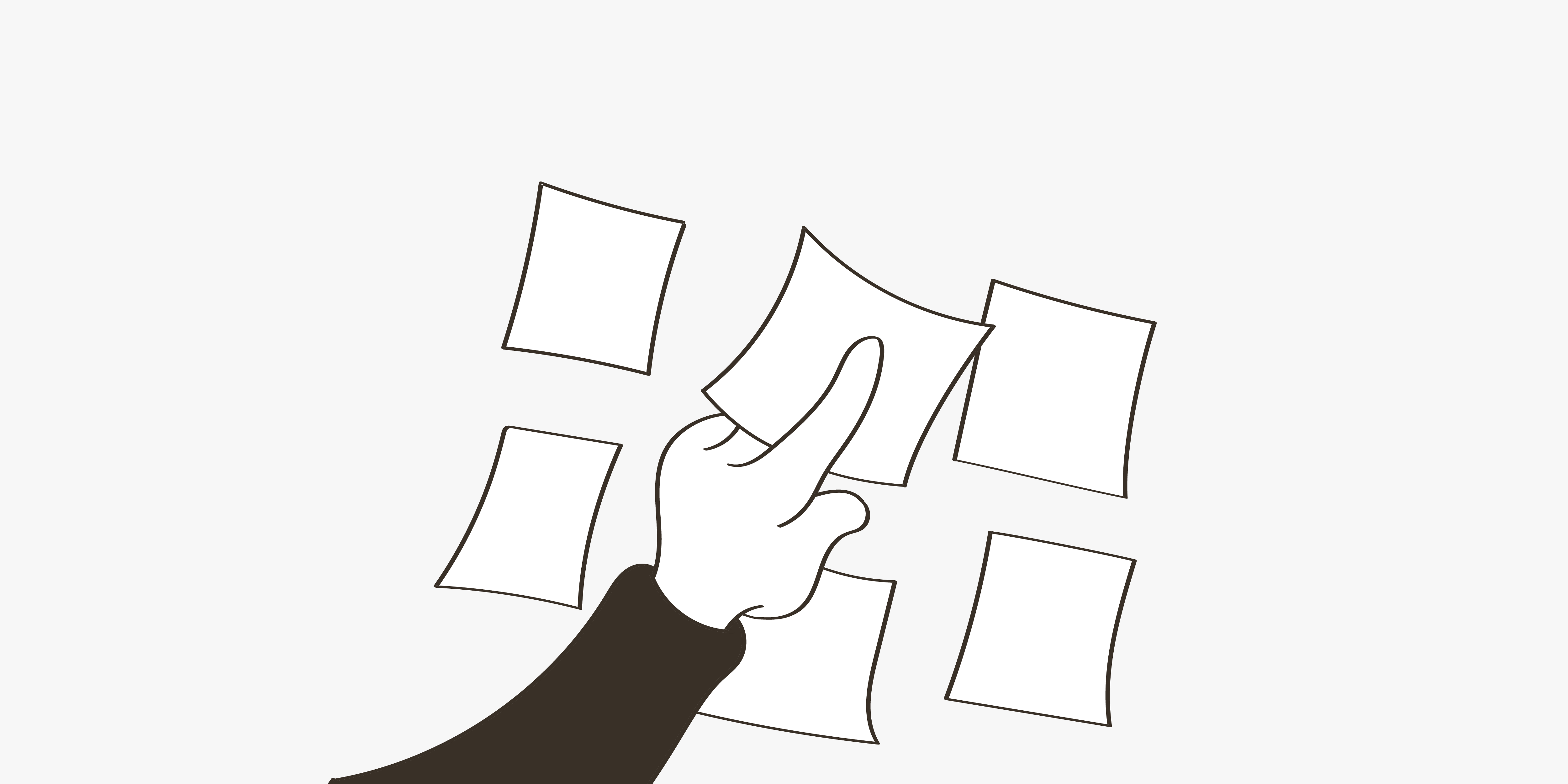 A drawing of a hand grabbing sticky notes on a blog about internal process management
